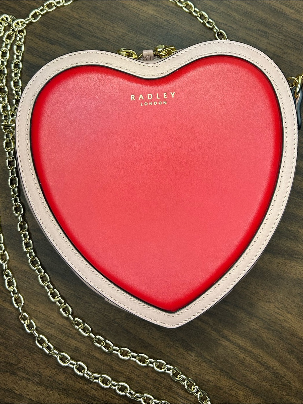 Radley London Love Is In The Air Red Blush Leather Heart Crossbody Bag Like New